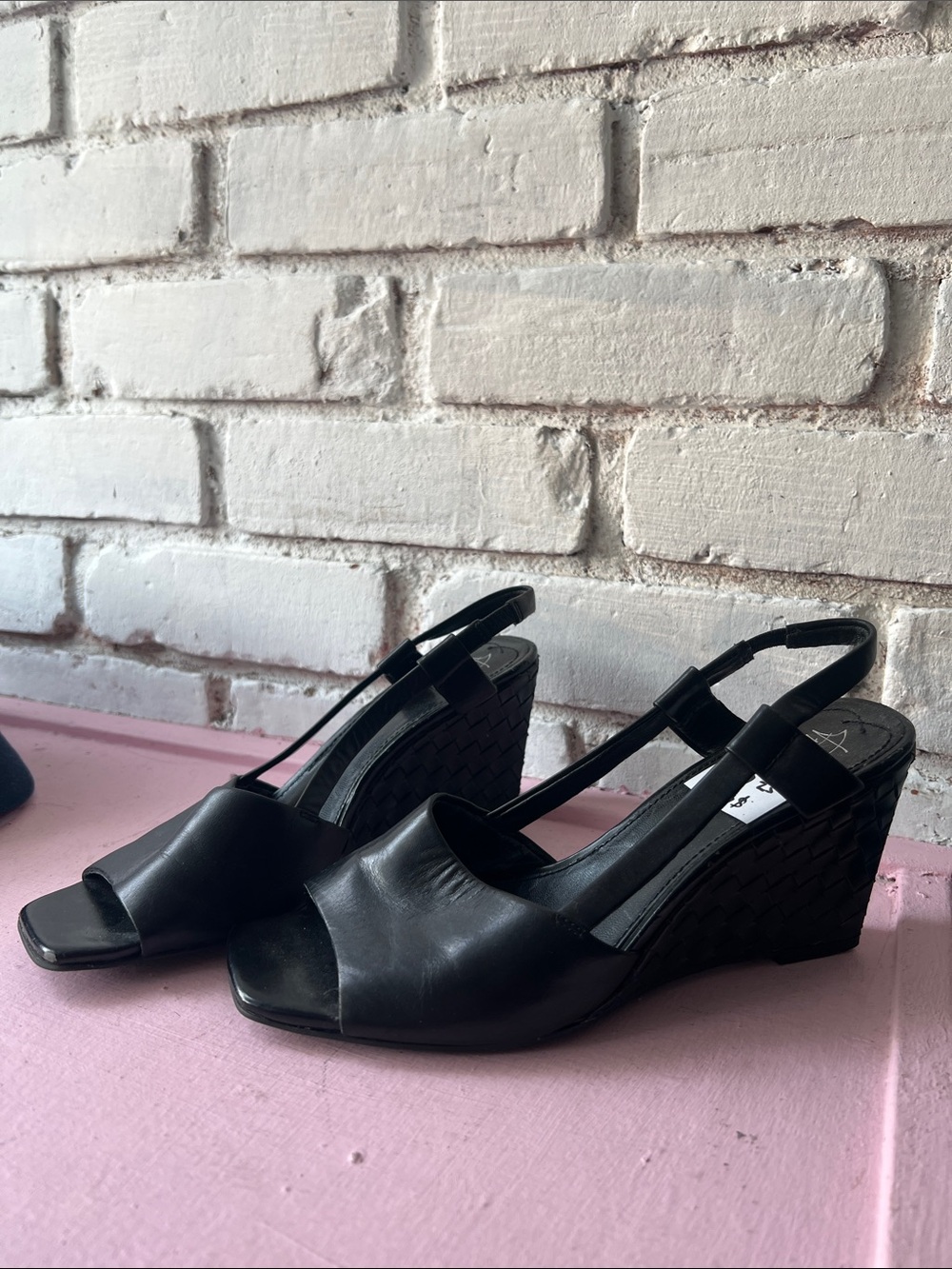 Franco sarto Black Wedge Slingback Sandals - Women the artist collection peeptoe
